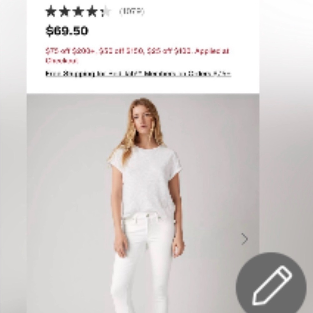 Levi 711 skinny jeans White size 26